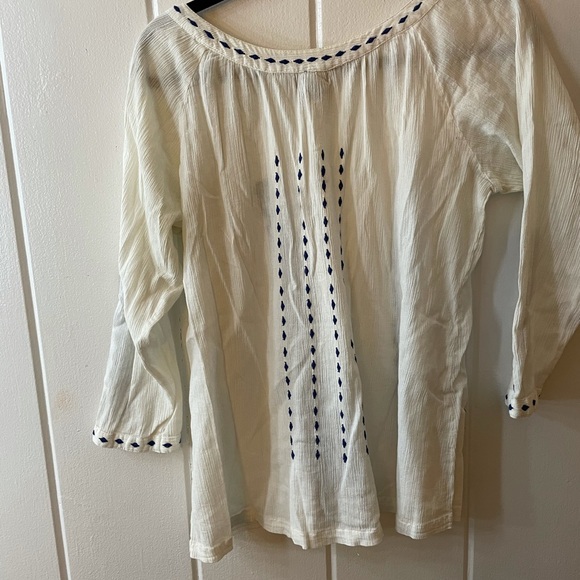 Lord and Taylor White Blue Blouse - Picture 8 of 10